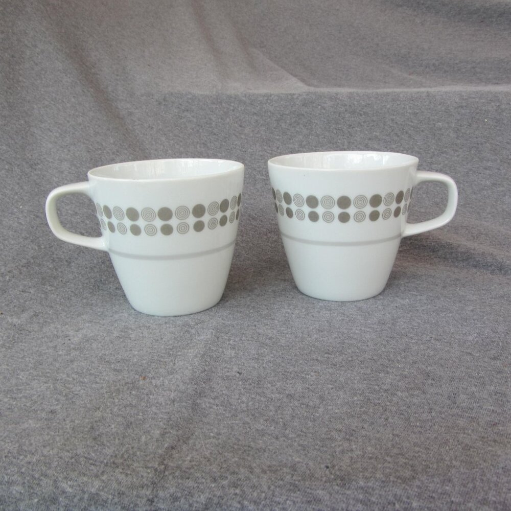 10 oz elite narumi japan teacup fine china domino pattern vintage pair (W3352)